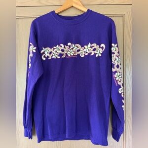Vintage Unbranded Purple Long Sleeve Hawaii Souvenir Long Sleeve Tee Cotton / MD